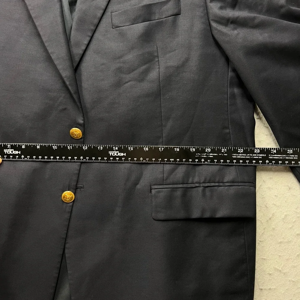 Lauren Ralph Lauren Mens 48R Navy Blue Wool Blazer Sport Coat Gold Crest Buttons